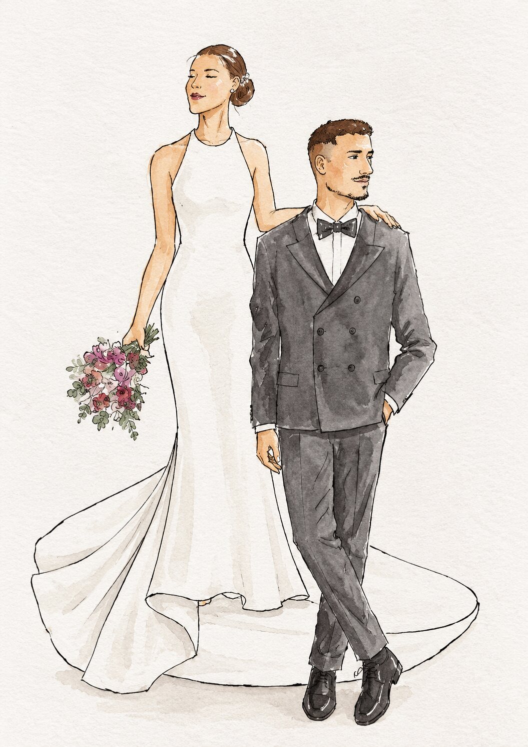 Brautpaar, elegantes weißes Kleid